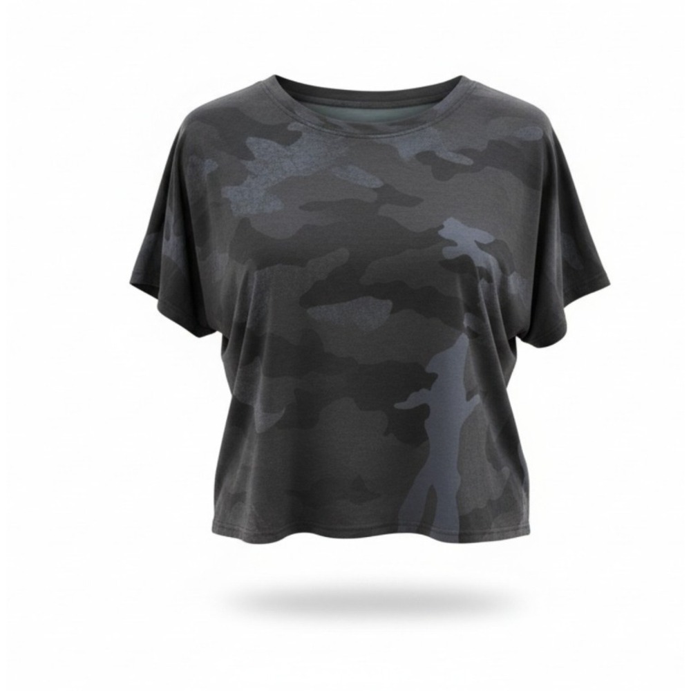 The North Face Crop Top‎ Womens M Camo Mesh Back Athletic Workout Shirt